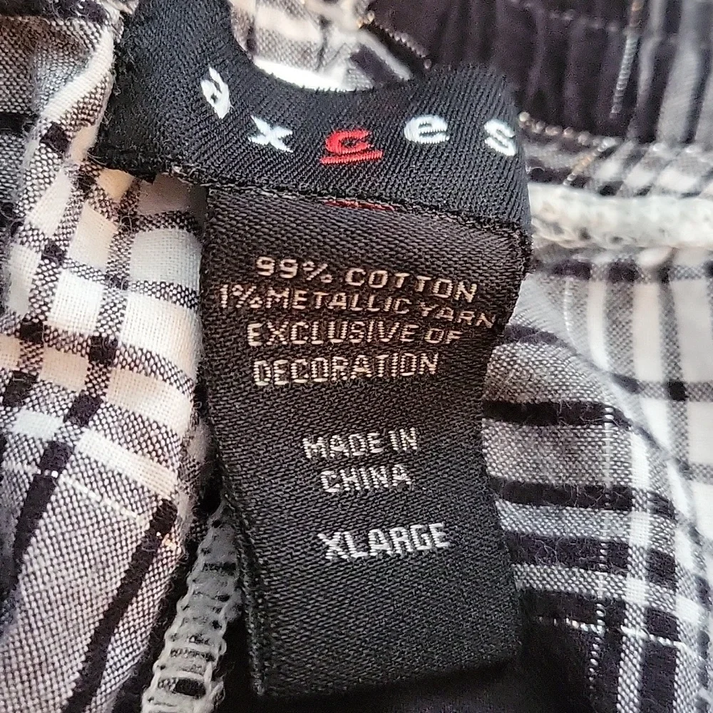 Axcess Lounge Pants XL Black White Silver Check